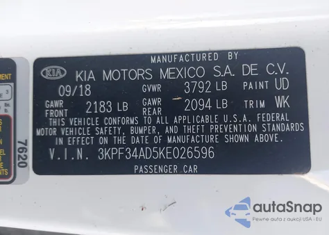 2019 Kia Forte S из США, поврежденный, VIN 3KPF34AD5KE026596